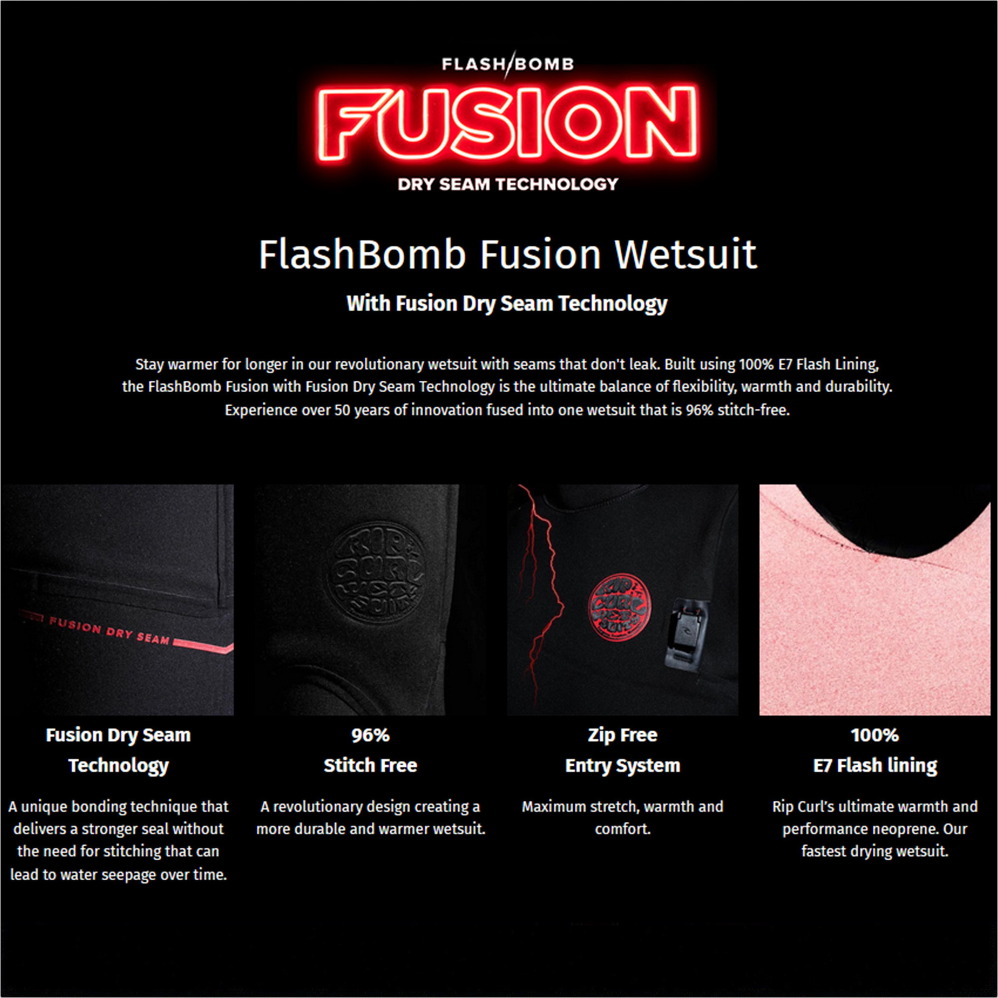 2025 Rip Curl Womens Flashbomb Fusion 4/3mm Zip Free Wetsuit 159WFS - Black
